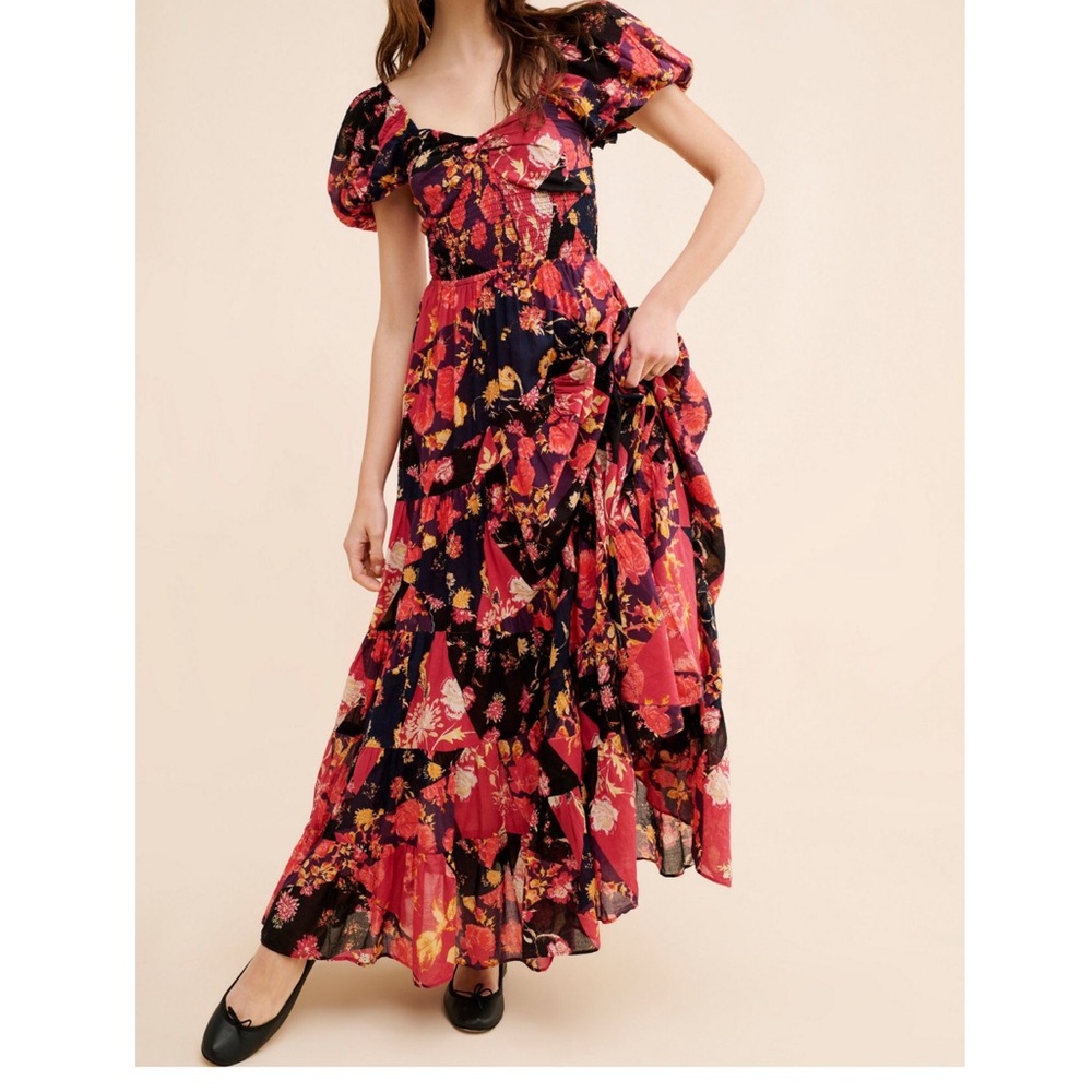 Free People Oasis Midi Dress in red Combo small